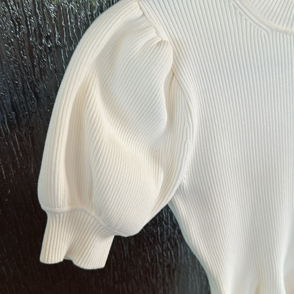 Ulla Johnson Esma Puff Sleeve Rib Top in Alabaster size small - Picture 4 of 9